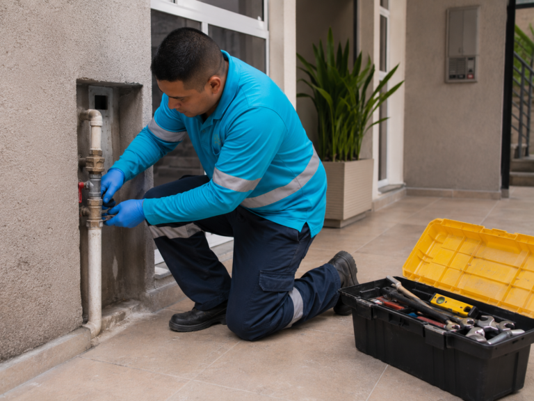 Técnico de Geli realizando mantenimiento locativo preventivo